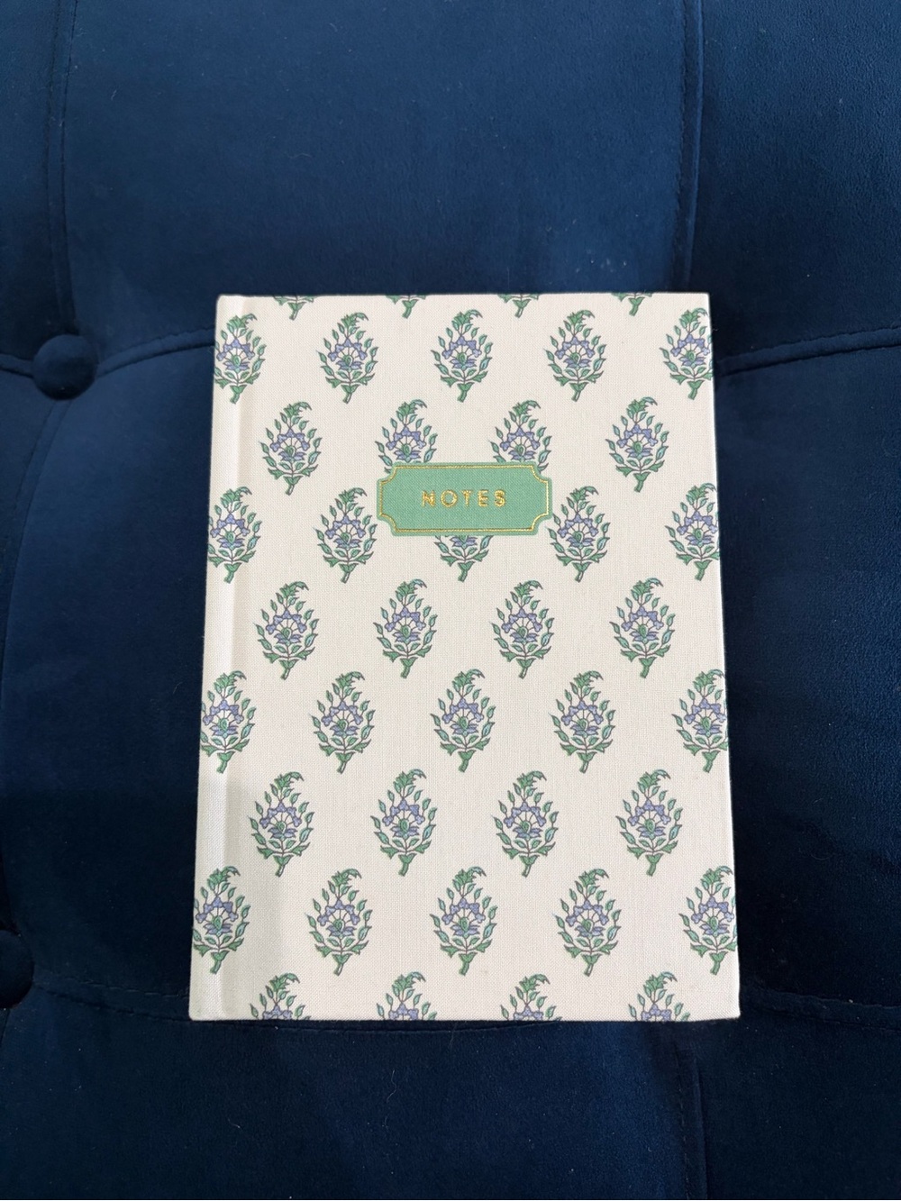Roller Rabbit Cream Notebook with Green and Purple Floral Motif